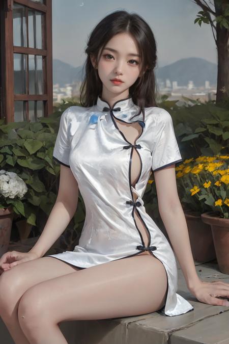 Chinese cheongsam with a high slit