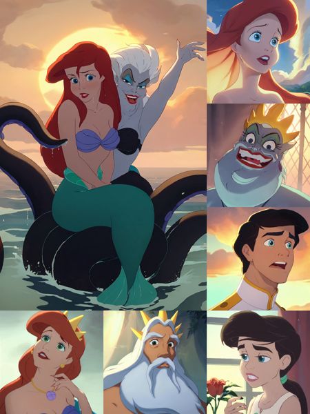 The Little Mermaid Style and Characters | All-in-One LoRA | Ariel Melody Ursula Athena版本v1.0 (ID: 531040)