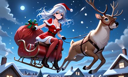 girl like reindeer sleigh