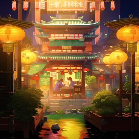 灯火辉煌的小镇