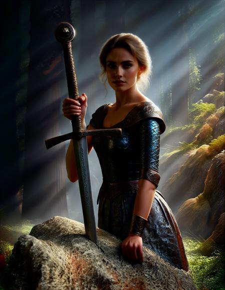 The Excalibur sticking in a rock