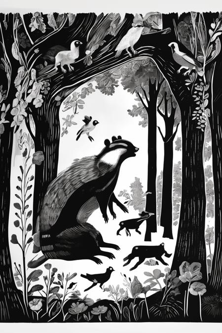 An abstract forest animal style, monochromatic - tangbohu 39版本v1.0 (ID: 467044)