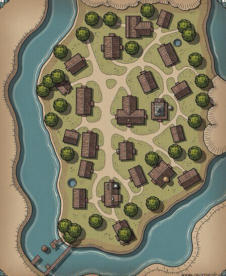 Envy Flux Fantasy Town Map 01 - Town and village maps for D&D and other RPGs