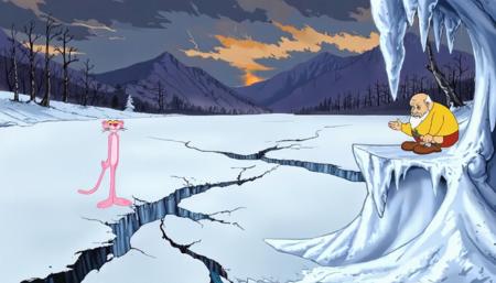 90s Cartoon Adventure Game Style - Pink Panther [Flux]