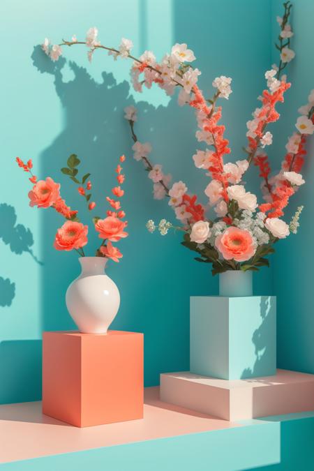 【E-commerce background】 Fresh and clean art style product empty display booth no human