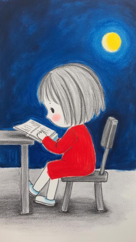Hand Drawn Quiet Girl | Children Illustration Flux 1.d Lora