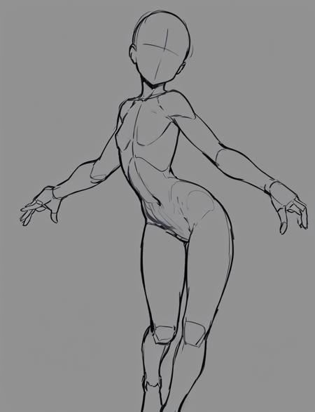 sketch anime pose 素体人偶画风