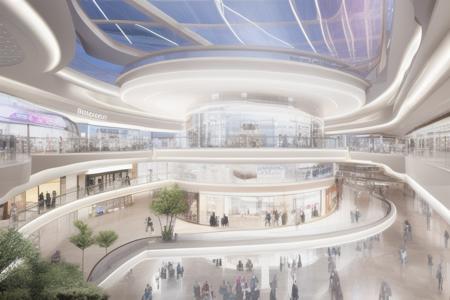 Modern style shopping mall atrium