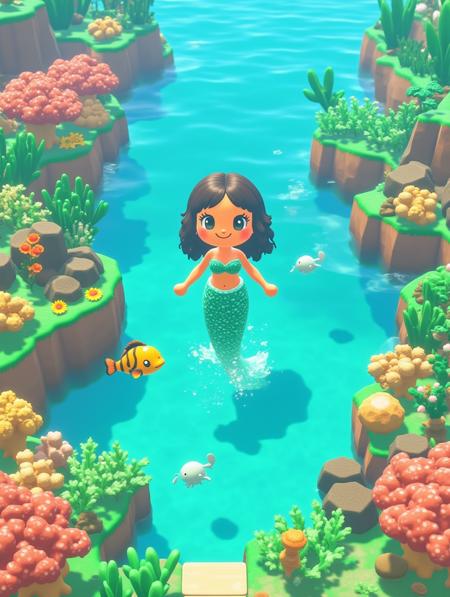【Game Assets】 Cartoon-style 3D isometric background assets for small games FLUX