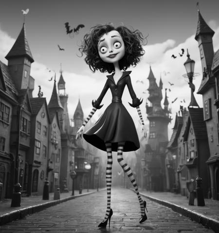 Tim Burton Female Diffusion SDXL