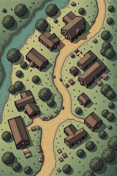 Envy Flux Fantasy Town Map 01 - Town and village maps for D&D and other RPGs