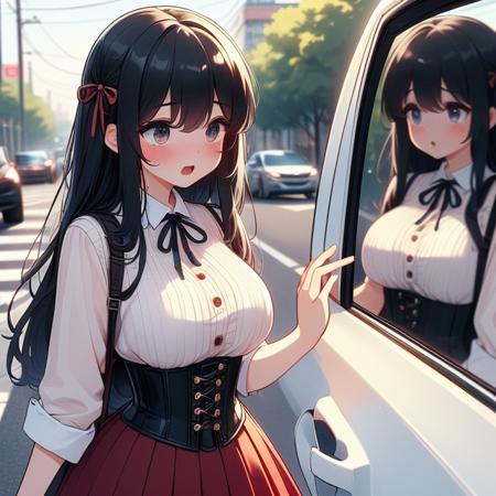 girl like car glass / showcase glass