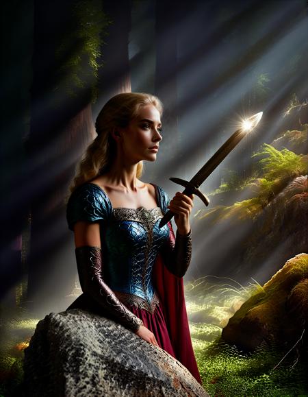 The Excalibur sticking in a rock