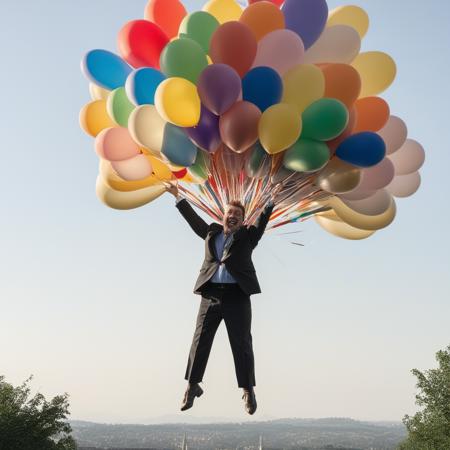 Held aloft by balloons (sdxl)