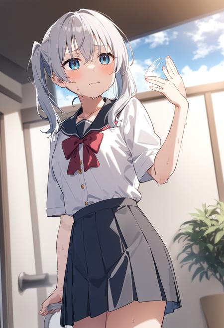 [SDXL&Pony] fanning self / fanning face / 手うちわ