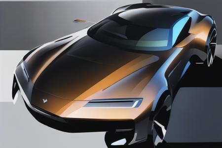 Car 2D Rendering (highly stylized) for Automotive design