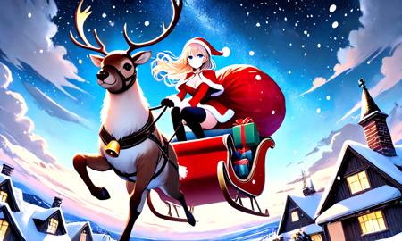 girl like reindeer sleigh