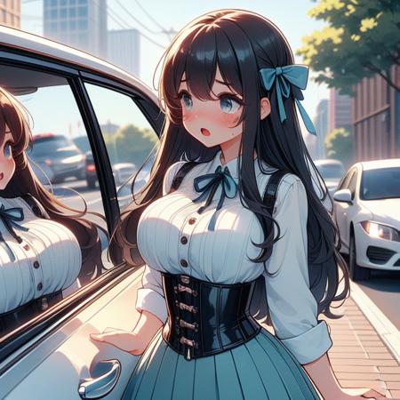 girl like car glass / showcase glass