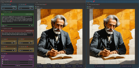 TXT to IMG simple workflow SD3.5 | UPSCALE | LORA |  GGUF | CIVITAI Metadata