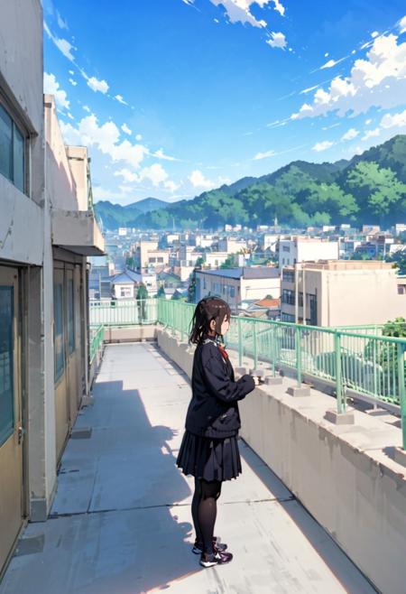 学校の屋上 school rooftop SDXL