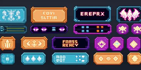 HEZI flat panel pixel game ui