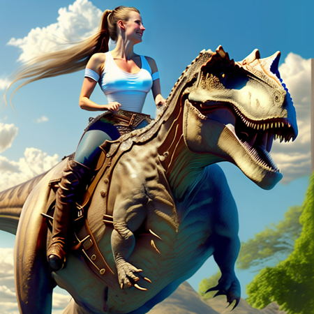 tekakutli-dinosaurs版本V6 - Riding a Tyrannosaurus (ID: 7235)