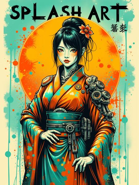 Neon Cyberpunk Splash Art FLUX, SDXL, Pony & SD1.5版本FLUX (ID: 740927)