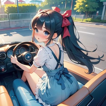 girl like mini car / driving cabrio