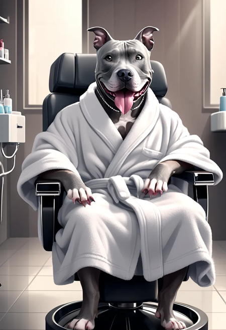 Gray Pitbull Dog SDXL