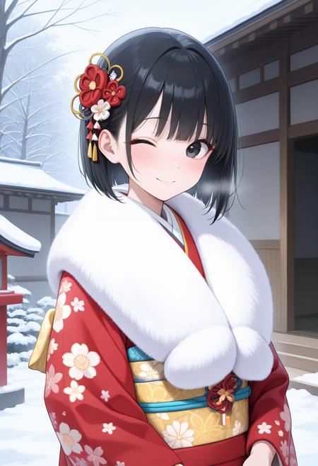 Furisode with Fur Illustrious / ファー付き振袖