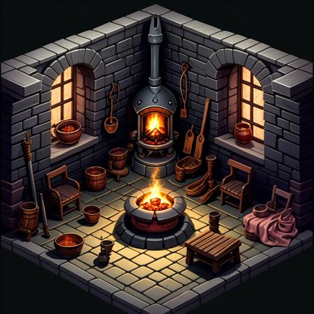 HEZI_45 degrees indoor cute game scene