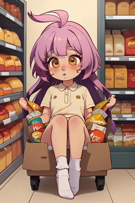 Sitting in a grocery cart Lora