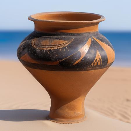 Realistic painted pottery art style
