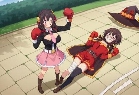 girls boxing knockdown