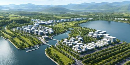 Bird's-eye view of urban design scenes