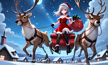girl like reindeer sleigh