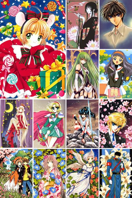 [illustriousXL] 【flyx3】CLAMP 系列作品超级混搭Lora 13合一 -Artist Style版本illustrious XL_v1.0 (ID: 1025386)