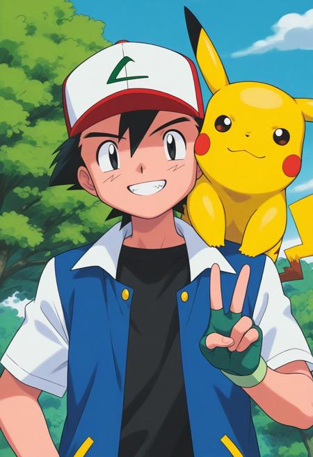 Ash Ketchum / Satoshi - Kanto version - Pony + Illustrious版本Illustrious - 1.0 (ID: 1108630)