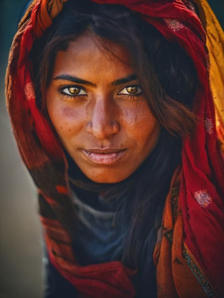 Portrait of an Afghan Girl - Headscarf Woman