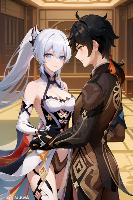 Zhongli x Kiana Kaslana (Genshin Impact x Honkai Impact 3rd)