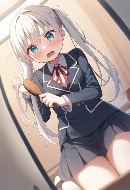 [SDXL&Pony] brushing hair / brushing own hair / 髪を梳かす / ブラッシング