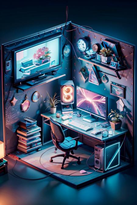 Isometric Neon (Building and Interior) [SDXL & SD1.5]