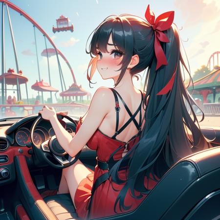 girl like mini car / driving cabrio