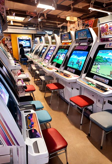 日本のゲームセンター（ビデオゲーム）SDXL