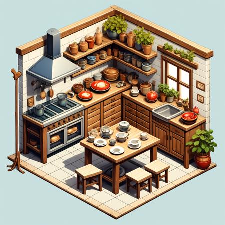 HEZI_45 degrees indoor cute game scene