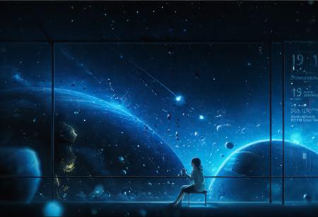 (Experimental Concept) Lonely Universe composition / Composition of the world through a huge glass window