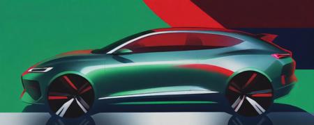Car 2D Rendering (highly stylized) for Automotive design