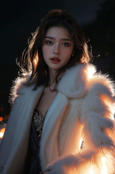 绪儿-皮草 车内场景 xuer white fur coat