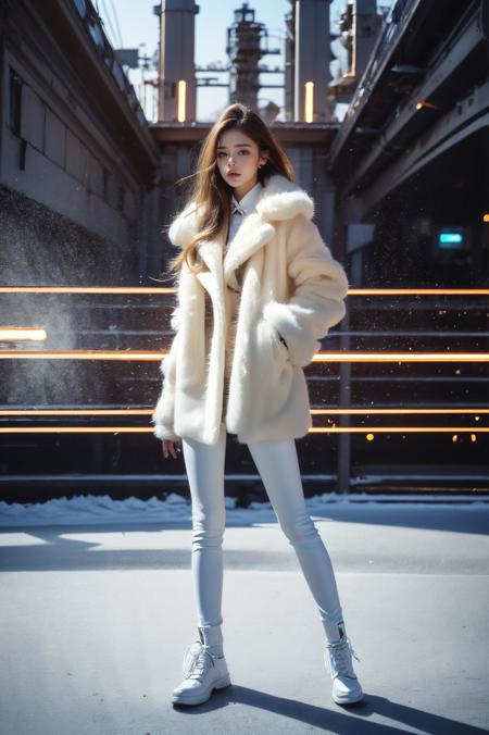 绪儿-皮草 车内场景 xuer white fur coat
