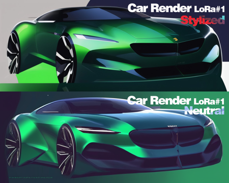 Car 2D Rendering (highly stylized) for Automotive design